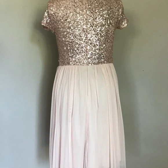 Marina Pink Rose Gold Sequin Dress Tulle Skirt Size 10 Party Holiday - Picture 4 of 8
